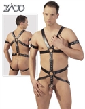 Sort herre læder harness m. penisringe