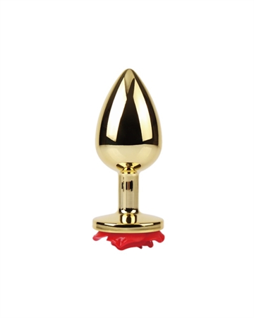 X-220 METALIK Guld Rød Rose Small Metal buttplug