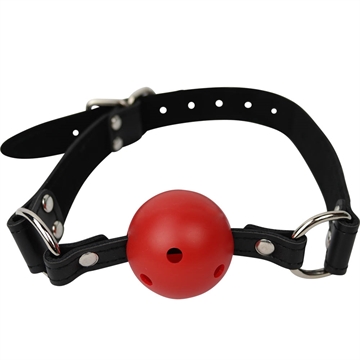 WildCat Bondage Rød læderlook gagball 44mm